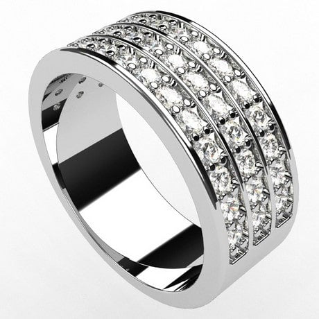 Alliance Large en Or avec Rangs de Diamants