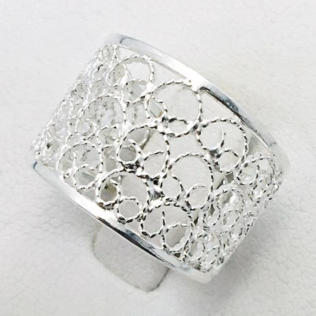 Bague Large Filigrane Argent 925 Rhodié - Taille 58, Unisexe, Neuf Avec étiquette