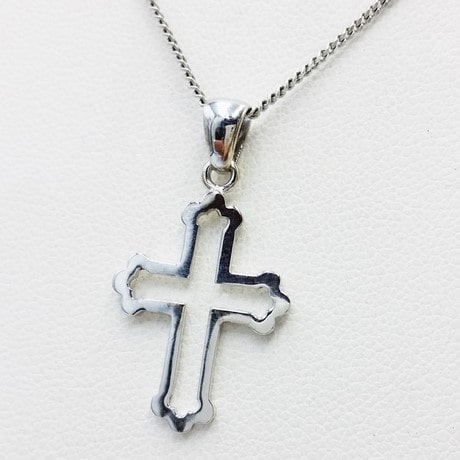 NKlaus Rhodié 925 argent sterling Croix Pendentif Orthodoxe Communion Confirmation 6363 Baptême