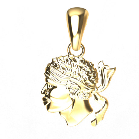Pendentif Tête De Femme En Argent Sterling Et émail - Occasion En Parfait état, Bijou Vintage