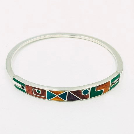 Bracelet ethnique argent de pierres colorées pour femme