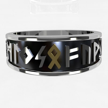 Bague Runes Viking Argent Sterling 925 Noir - Anneau Celtique Réglable Homme/Femme