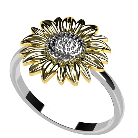 Bague Tournante Tournesol 'Les Amoureux' - Bague Réglable Pour Femme - Alliage - Neuf Avec étiquettes