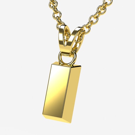 Bracelet Collier 24 Carats Homme Pendentif Lingot D'Or 24 Carats
