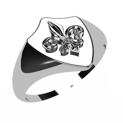 Chevaliere Argent Massif Bague Fleur De Lys Homme Chevalière Fleur