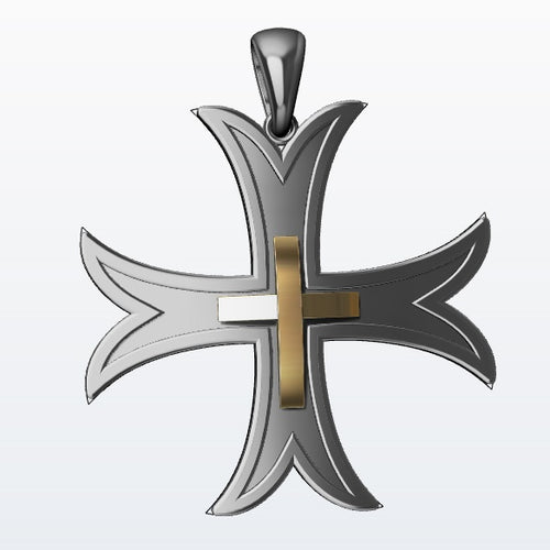 Pendentif Croix Templier Or et Argent
