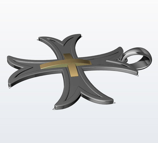 Pendentif Croix Templier Or et Argent