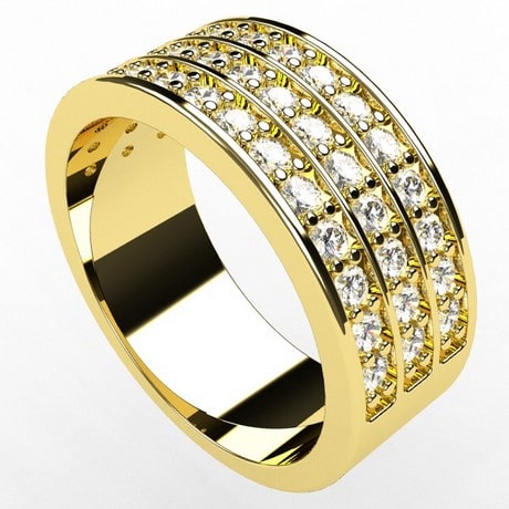 Alliance Large en Or avec Rangs de Diamants - Main Image