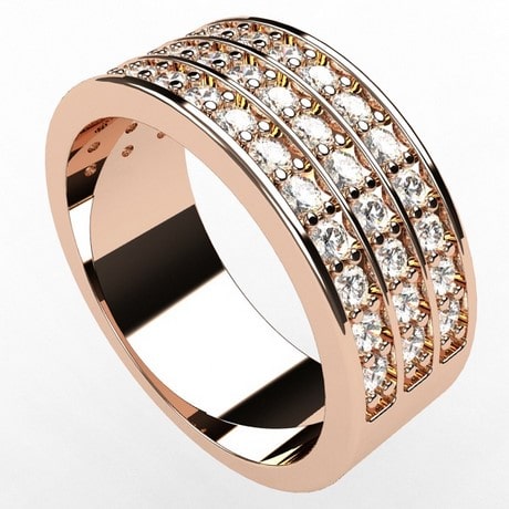 Alliance Large en Or avec Rangs de Diamants - Main Image