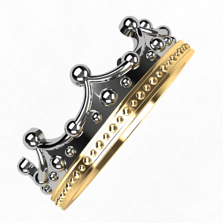 Bague Couronne Royale en Or ou Argent - Main Image