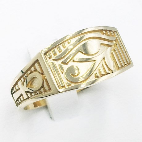 Bague En Argent Massif Ajustable - Motifs Symboles égyptiens, Taille à Partir Du 54, Occasion, Couleur Argenté
