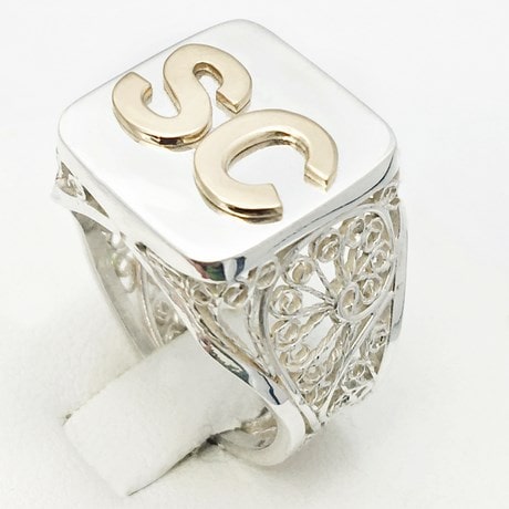 Argent 925 & Initiales en Or jaune 18 carats