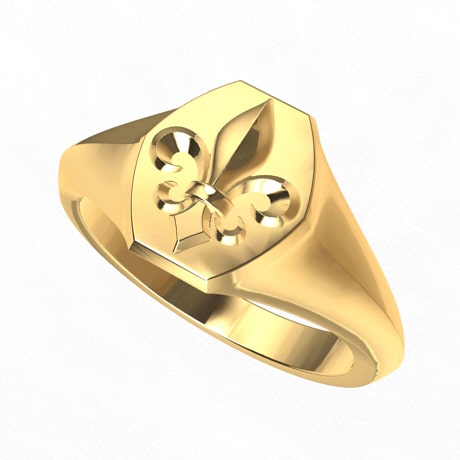 Bague Chevalière Fleur De Lys Plaqué Or - Taille 59, Occasion, Bon état