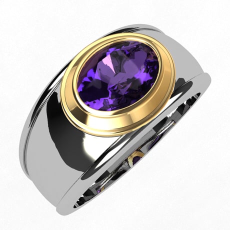 Argent 925 & Or jaune 18 carats - Améthyste