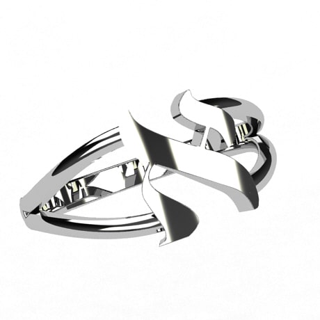 Bague Juive Initiale Aleph - Main Image