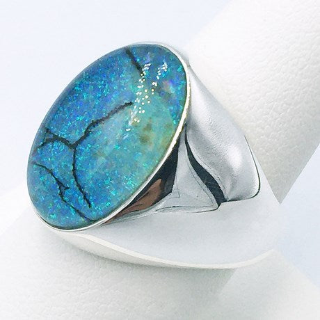 Bague Opale Bleue