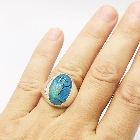 Bague Opale Bleue