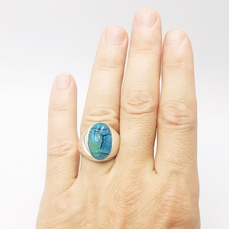 Bague Opale Bleue