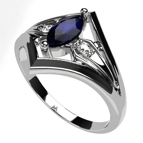 Bague Saphir Marquise - Main Image