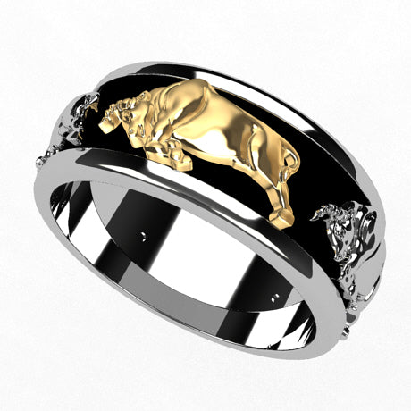 Argent 925 et 1 Taureau en Or jaune 18 carats