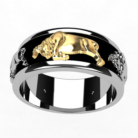 Argent 925 et 1 Taureau en Or jaune 18 carats