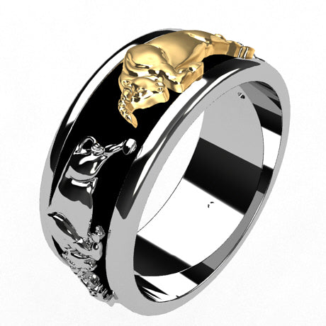 Argent 925 et 1 Taureau en Or jaune 18 carats