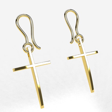 Boucles D'Oreilles Croix Jésus Acier Inoxydable - Pendentif Clip Sur Hoop Foi Chrétienne