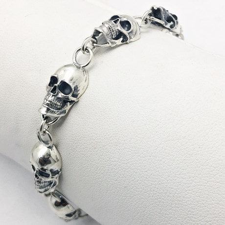 Bracelet tête de mort pour femme en argent