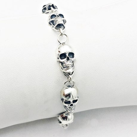 Bracelet tête de mort pour femme en argent