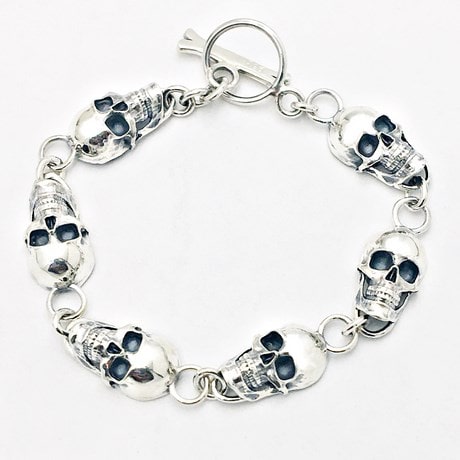Bracelet tête de mort pour femme en argent