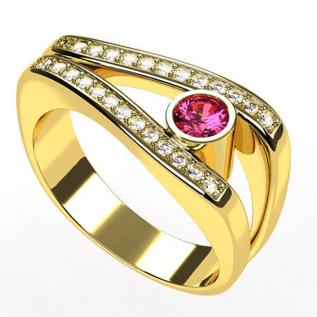 Grosse Bague en Or 18 Carats et Diamants pour Femme