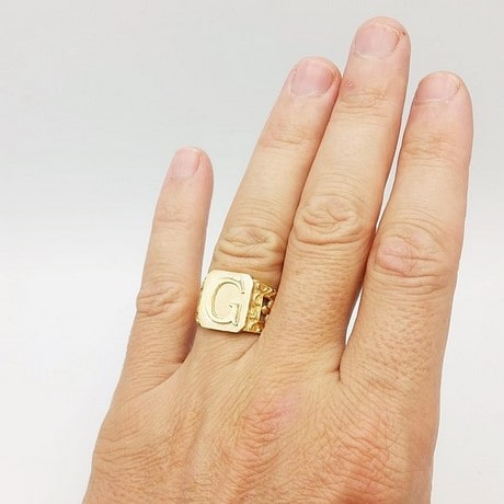 Grosse Chevaliere Bague Homme Or 18 Carats Grosse Chevalière Homme