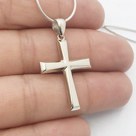 Pendentif Croix Argent 925 Femme GAVU - Collier Croix Avec Zircone Cubique - Plaqué Or 14K