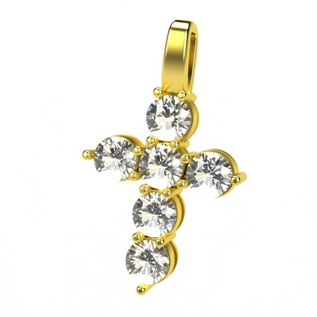 18 Carats Croix En Or Avec Diamant Pendentif Croix Diamant