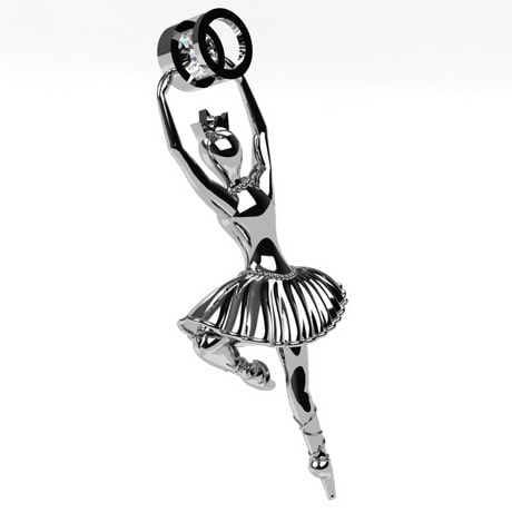 Or blanc 18 carats - Oxyde de zirconium - Diamant