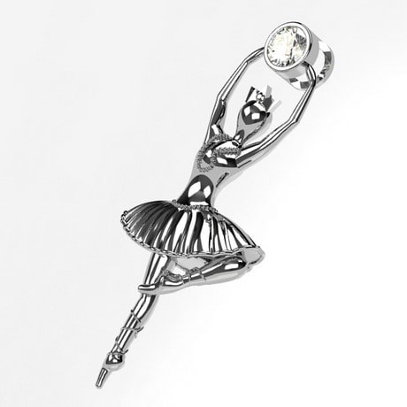 Or blanc 18 carats - Oxyde de zirconium - Diamant