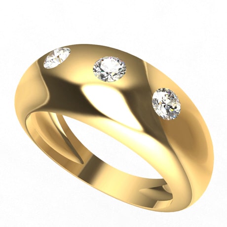 Bague Jonc Trois Diamants - Main Image