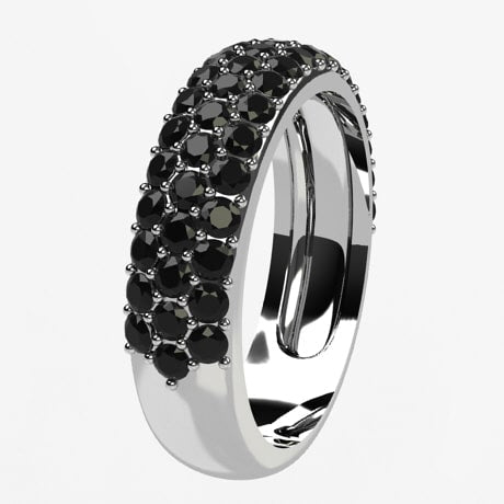 Or blanc 18 carats - Diamants noirs