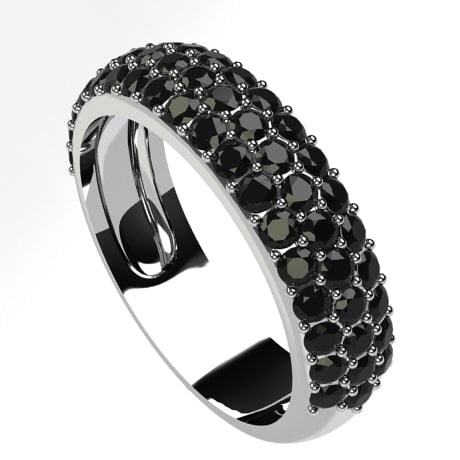 Or blanc 18 carats - Diamants noirs