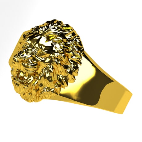 chevalière tête de lion en or