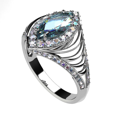 Or blanc 18 carats - Aigue Marine