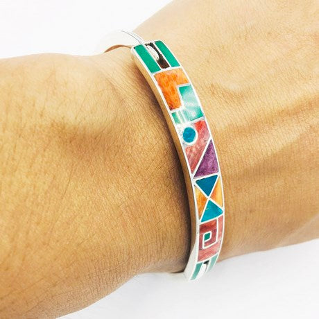 Bracelet ethnique argent de pierres colorées pour femme