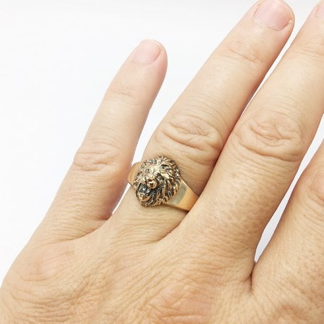 Chevalière Tête de Lion en Or - Main Image