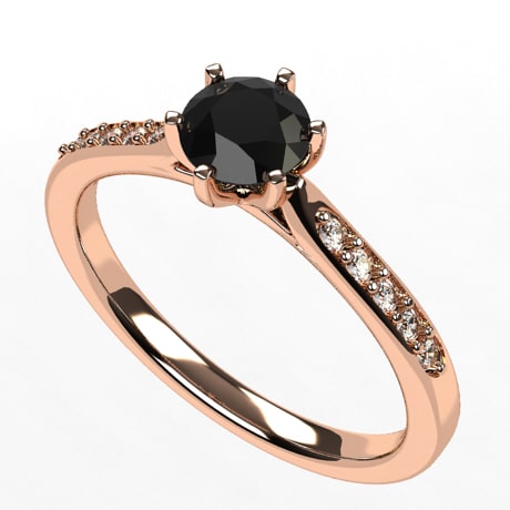 Bague Diamant Noir Or Rose