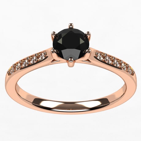 Bague Diamant Noir Or Rose
