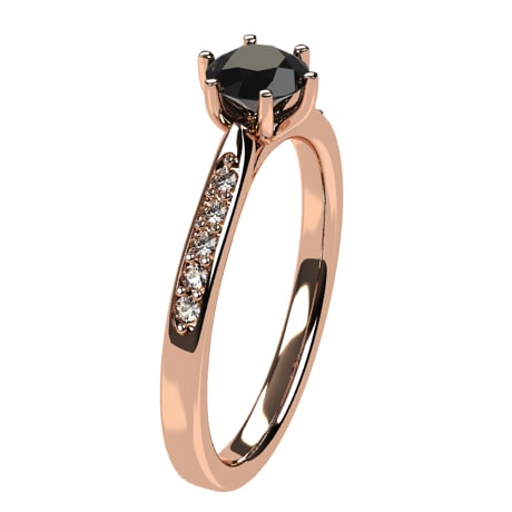 bague diamant noir or rose