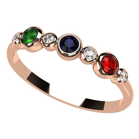 Bague Diamant Rubis Saphir et meraude en Or pour Femme