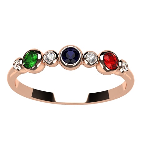 Bague Diamant Rubis Saphir et meraude en Or pour Femme