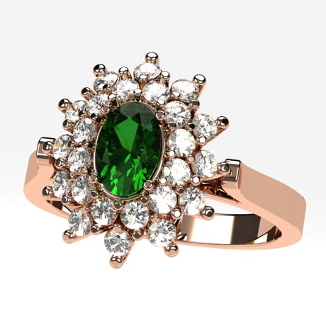 Bague Émeraude de Style Vintage pour Femme avec Diamants