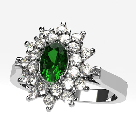 Bague Emeraude de Style Vintage pour Femme avec Diamants